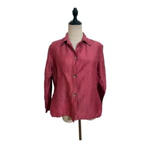 Anu By‎ Natural Raw Silk Button Up Top Pink Sz M Capsule Basic Luxury Minimalist